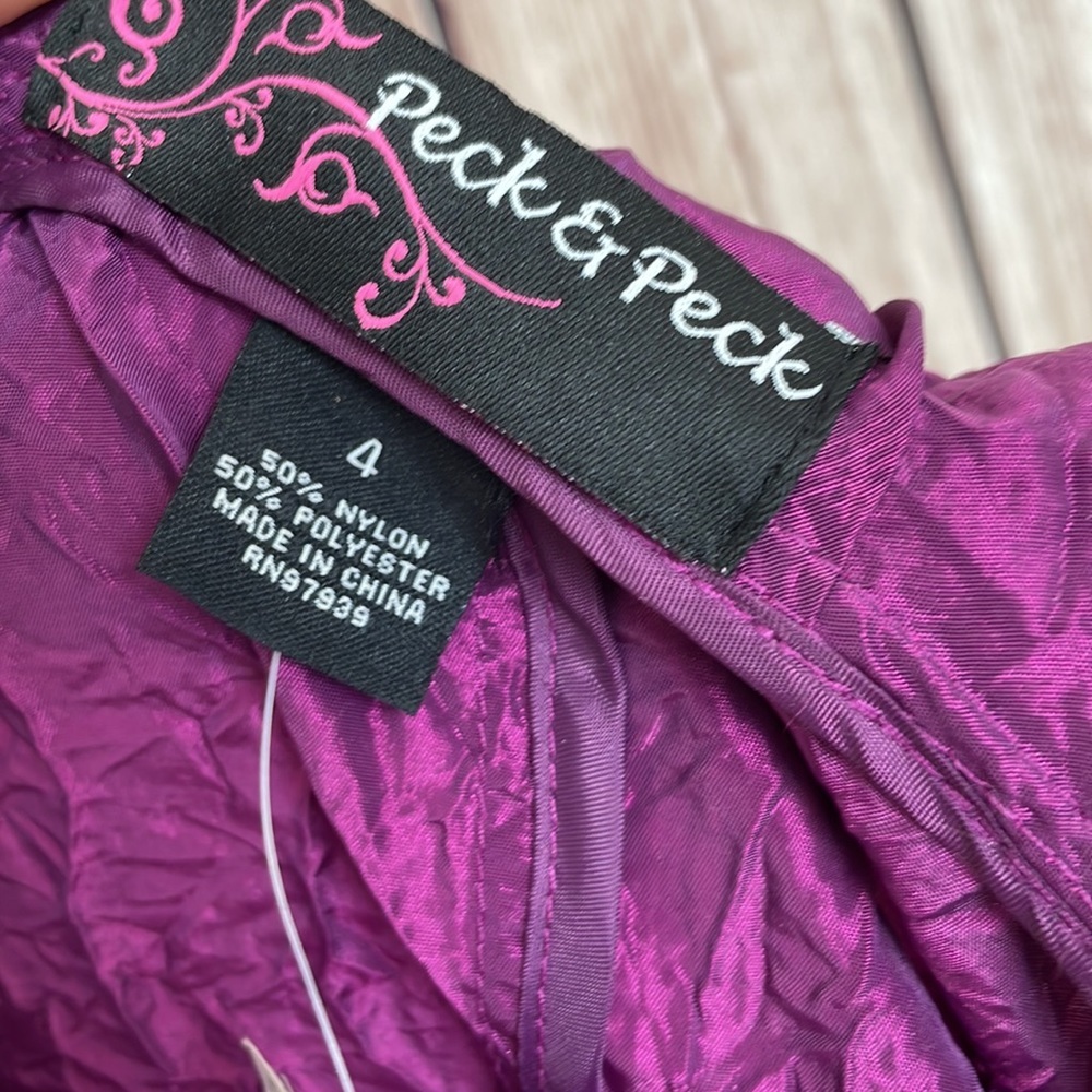 Peck & Peck NWT “Grape Juice” Purple Open Front Nylon Jacket - Size 4 - Picture 5 of 7
